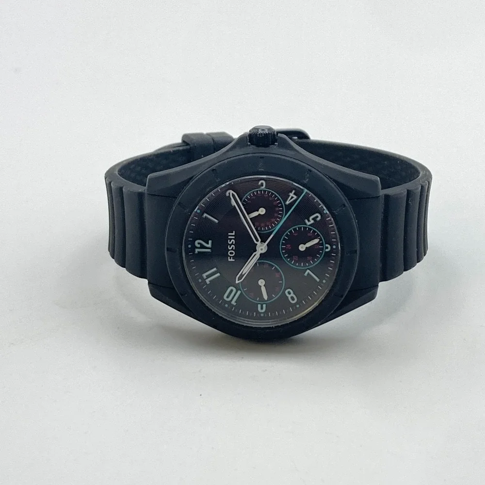 Fossil Poptastic Women's Watch 38mm Black Blue Day Date New Battery 8.25